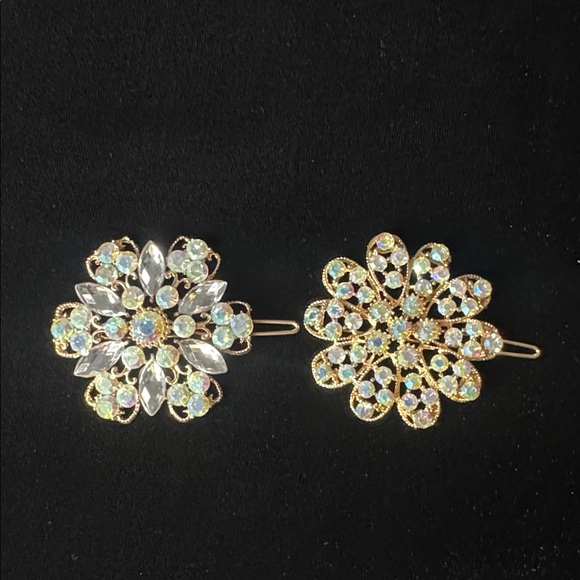 Elegant Gold and Silver Crystal Hair Barrettes NWOT - Picture 7 of 7